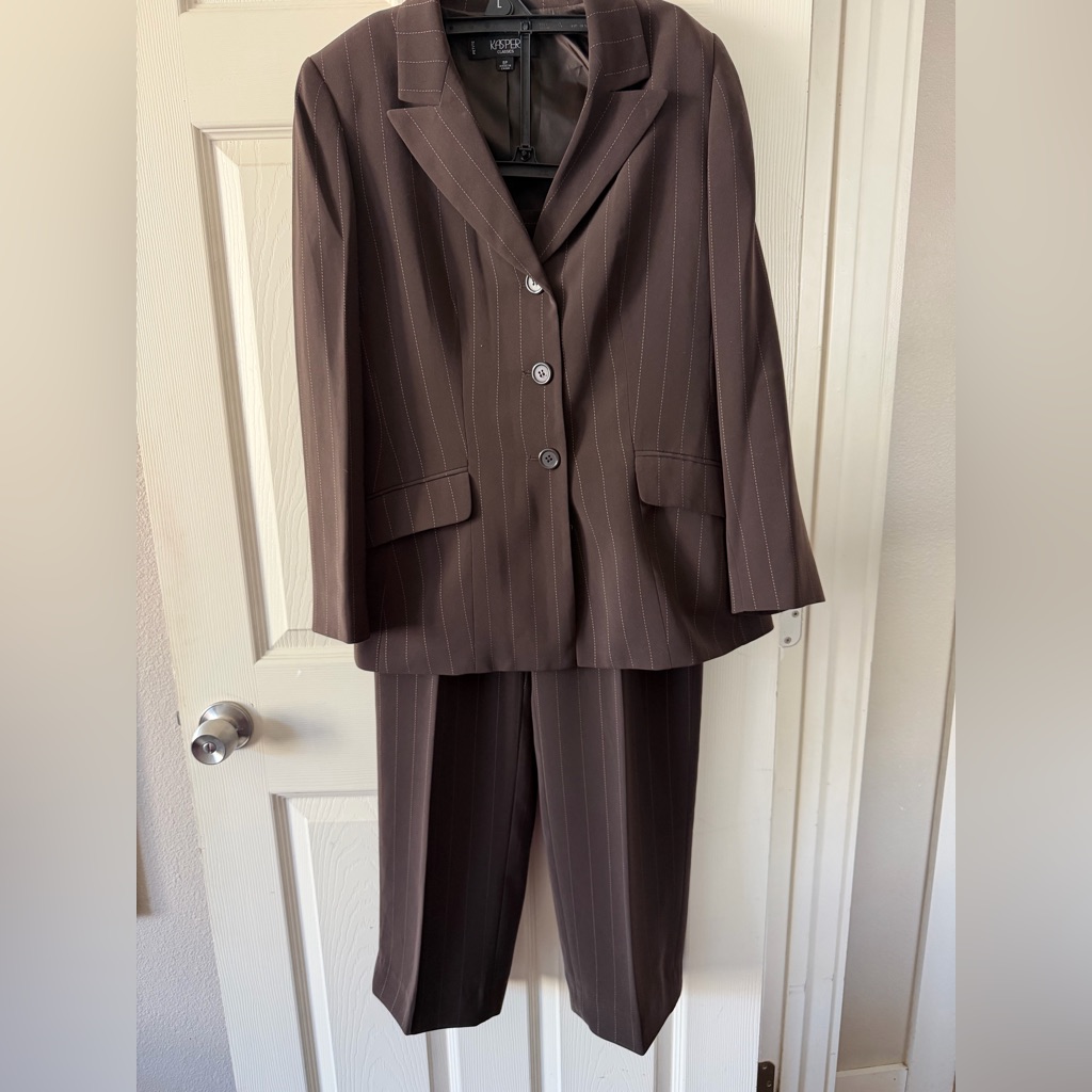 Kasper Classics Brown Pinstripe Women's Suit Jacket & Pants